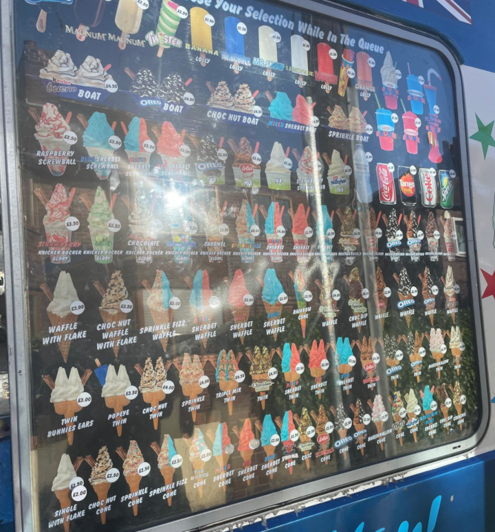 Modern TADM Ice-Cream Van Menu