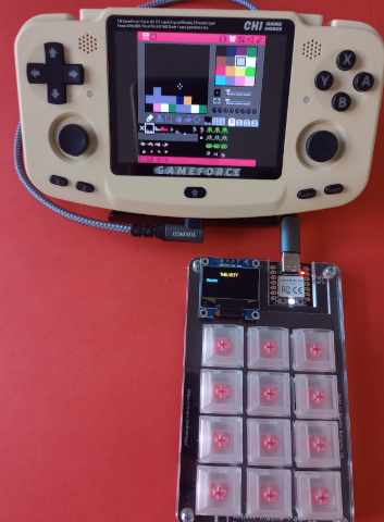 Twelvety ANAVI keyboard with Pico-8 on Gamerforce CHI